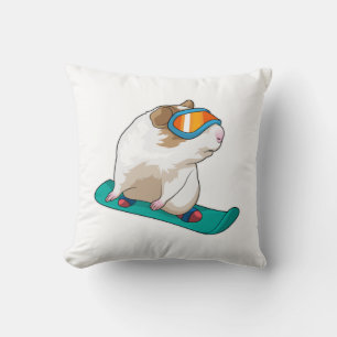 Guinea pig Snowboarder Snowboard Throw Pillow