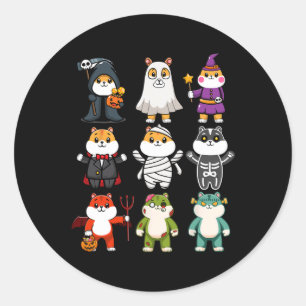 Guinea Pig Spooky Ghost Horror Pumpkin Guinea Pig Classic Round Sticker
