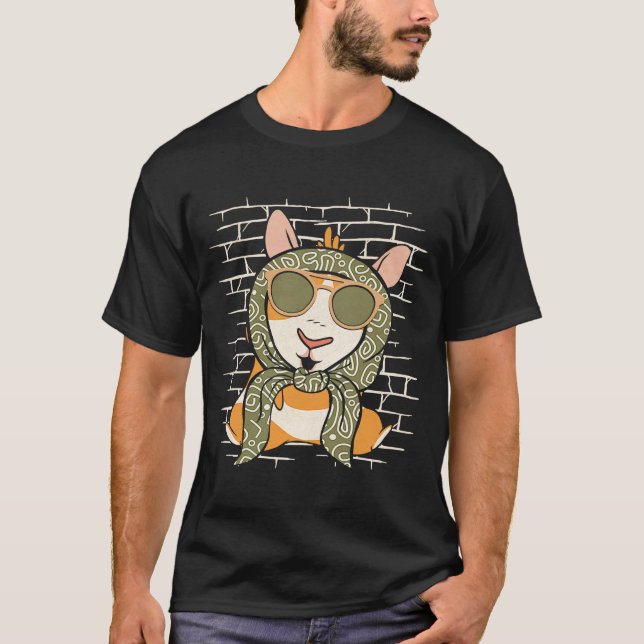 Guinea Pig Sunglasses Scarf Hamster  Pet Cavy T-Shirt (Front)