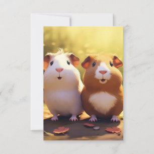 Guinea pig themed design, cute . thank you card