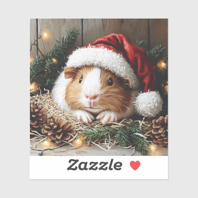 Guinea Pig Wearing a Santa Hat (Sheet)