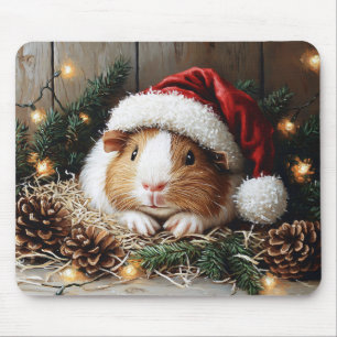 Guinea Pig Wearing a Santa Hat Mouse Pad