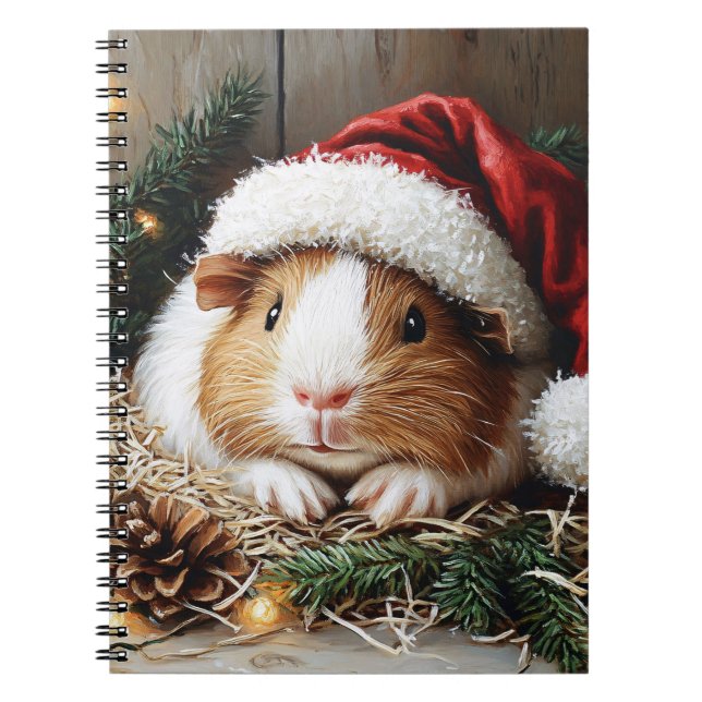 Guinea Pig Wearing a Santa Hat Notebook (Front)