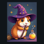 Guinea Pig Witch – Cute Dog Pop Art Poster<br><div class="desc">This poster features Pipkin, a guinea pig who traded his wheel for a wizard's broomstick. It all started when he discovered an old witch's hat and potion bottle in his owner's closet. He put on the hat, and something shifted—the world's colours became more vibrant, and the air crackled with a...</div>