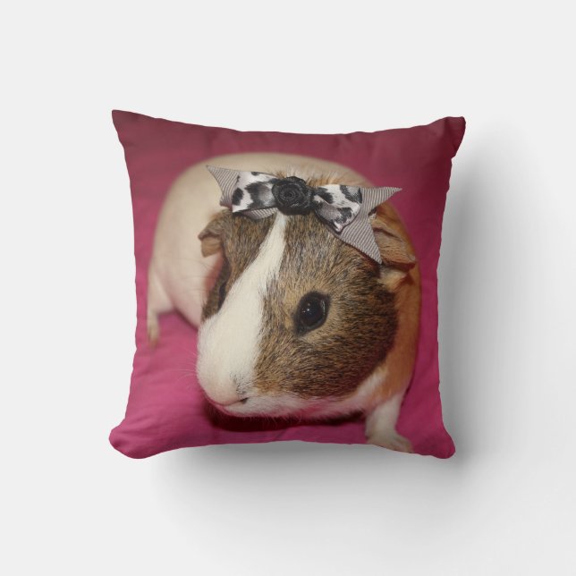 Guinea Pig With Bow 2 Throw Pillow (Front)