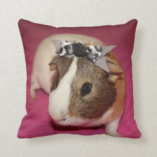 Guinea Pig With Bow 2 Throw Pillow