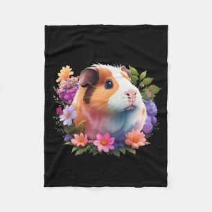 Guinea Pigs and flowers design Fleece Blanket