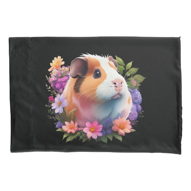 Guinea Pigs and flowers design Pillowcase (Front)