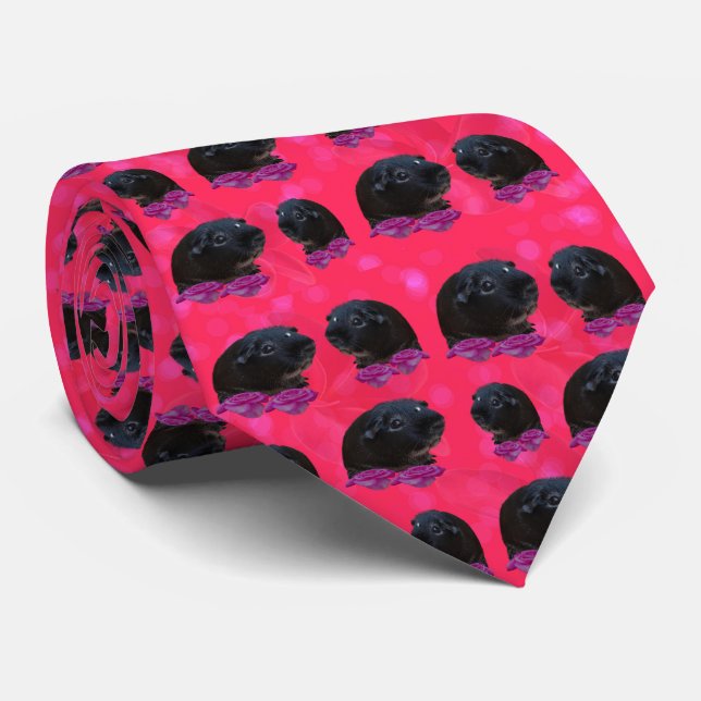 Guinea Pigs And Roses, Neck Tie (Rolled)