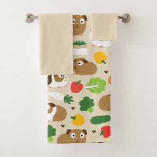 Guinea Pigs And Their Treats Bath Towel Set