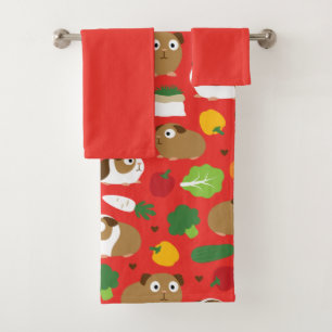 Guinea Pigs And Their Treats Bath Towel Set