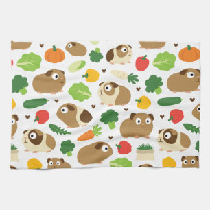 Guinea Pigs And Their Treats Kitchen Towel