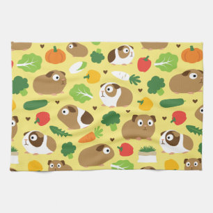 Guinea Pigs And Their Treats Kitchen Towel