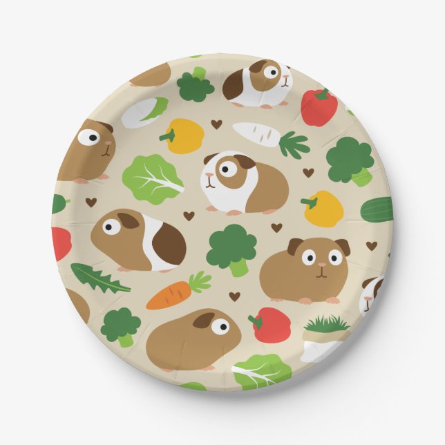 Guinea Pigs And Their Treats Paper Plate (Front)