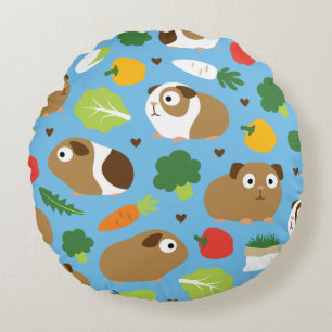 Guinea Pigs And Their Treats Round Pillow