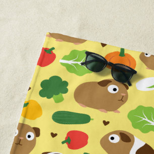 Guinea Pigs And Their Treats Seamless Pattern Beach Towel