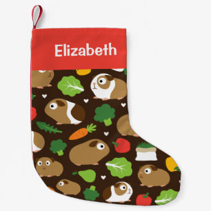 Guinea Pigs And Their Treats Seamless Pattern Small Christmas Stocking