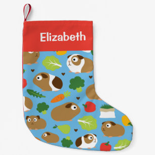 Guinea Pigs And Their Treats Seamless Pattern Small Christmas Stocking