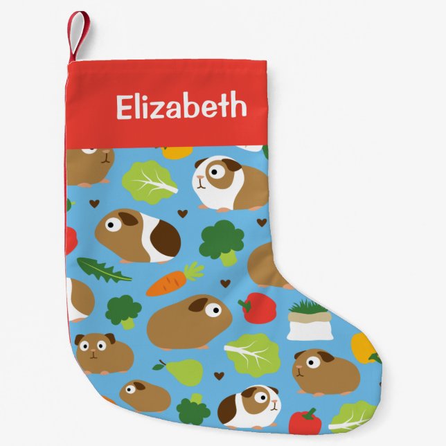 Guinea Pigs And Their Treats Seamless Pattern Small Christmas Stocking (Front)