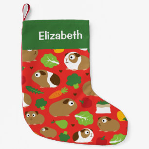 Guinea Pigs And Their Treats Seamless Pattern Small Christmas Stocking
