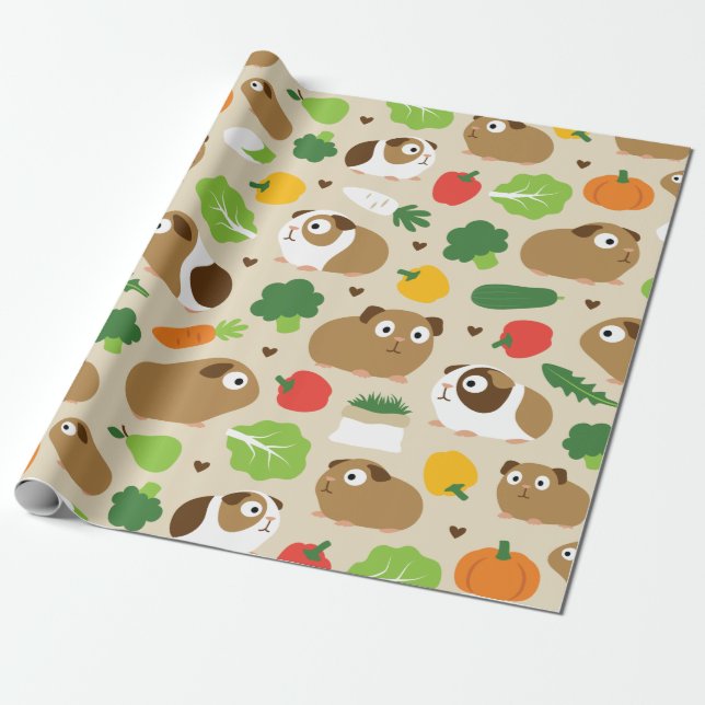 Guinea Pigs And Their Treats Wrapping Paper (Unrolled)