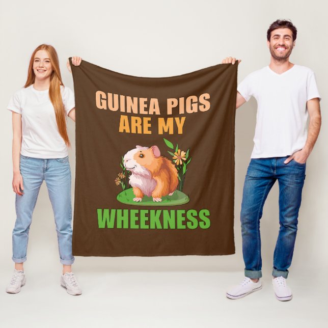 Guinea Pigs Are My Wheekness on Brown Fleece Blanket (In Situ)