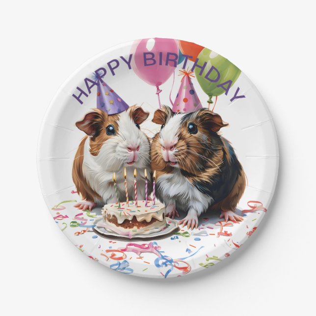 Guinea Pigs Birthday Party Round Paper Plate (Front)
