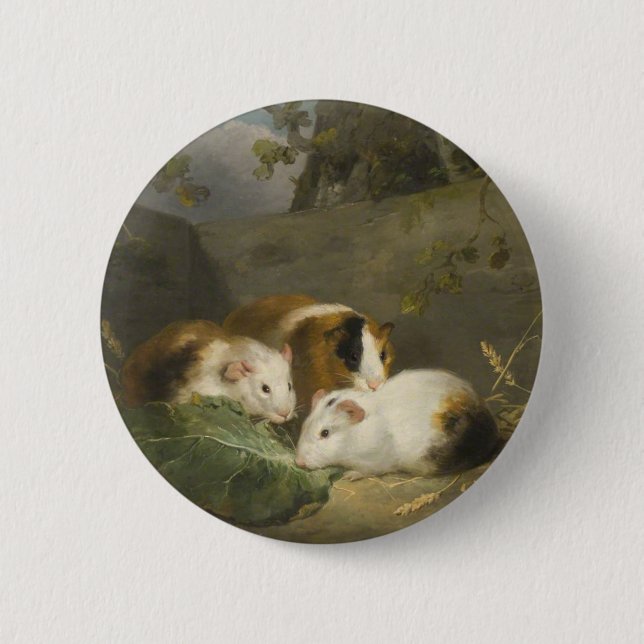 Guinea Pigs (by George Morland) 2 Inch Round Button (Front)