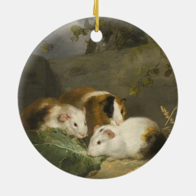 Guinea Pigs (by George Morland) Ceramic Ornament (Back)