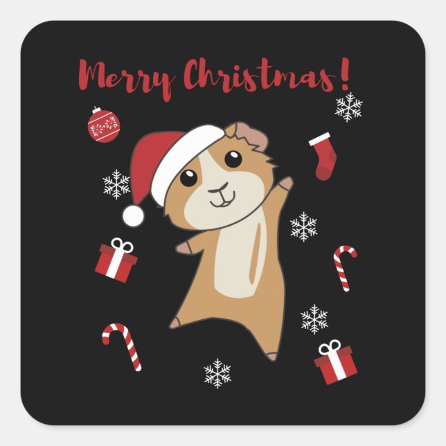 Guinea Pigs Christmas Winter Animals Square Sticker (Front)
