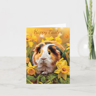 Guinea Pig's Daffodil Delight Easter Card