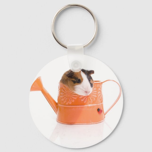guinea pigs in a watering can keychain (Front)