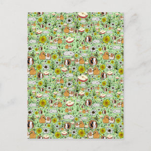 Guinea Pigs in Green Postcard