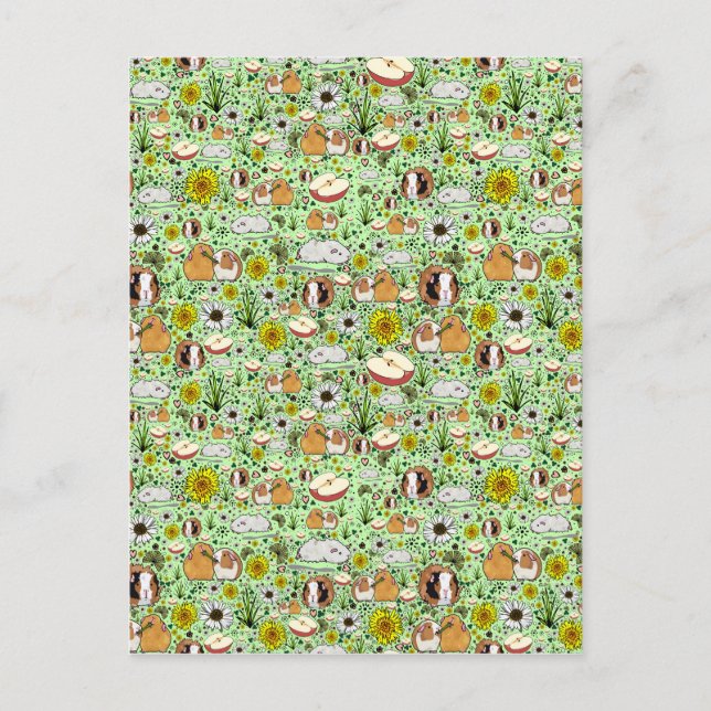 Guinea Pigs in Green Postcard (Front)