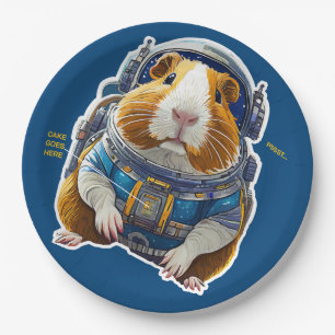 Guinea Pigs in Space! Retro Astronaut Explorer Paper Plate