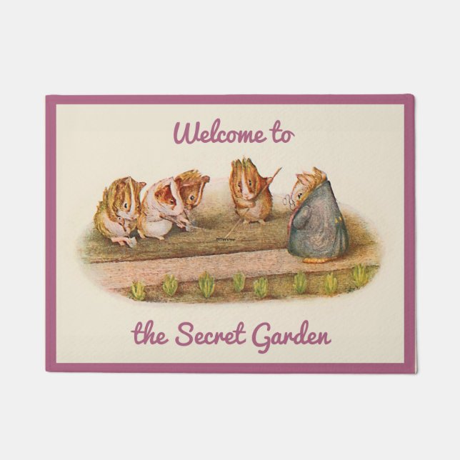 Guinea Pigs in the Garden Rose Red Doormat (Front)