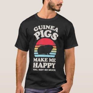 Guinea Pigs Make Me Happy Funny Guinea Pig Retro V T-Shirt
