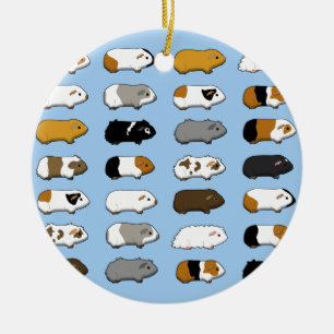 Guinea pigs many blue ceramic ornament