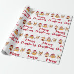 Guinea Pigs Merry Christmas Fun Red Hats Funny Wrapping Paper<br><div class="desc">Funny guinea pigs making merry and at Christmas time rocking Santa's hat,  playing with Christmas lights and come bearing gifts</div>