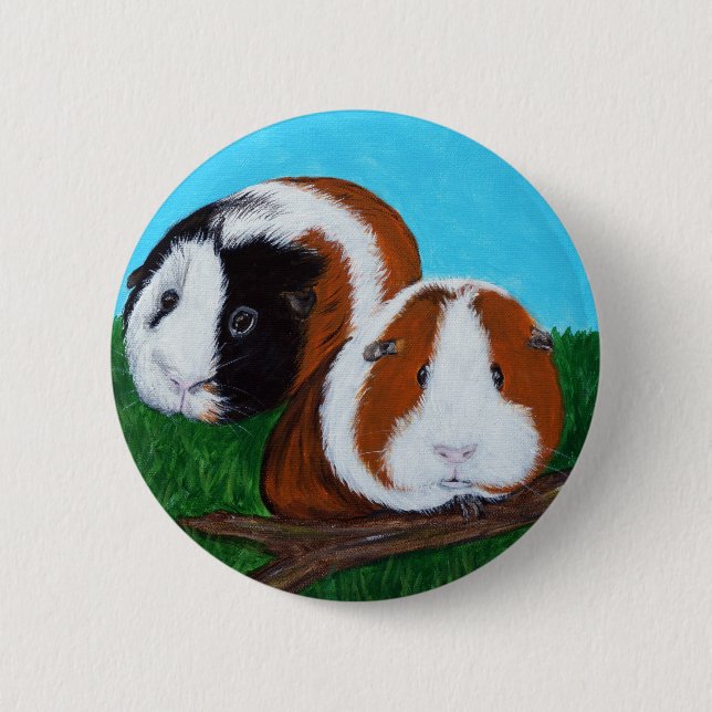 Guinea Pigs Painting 2 Inch Round Button (Front)