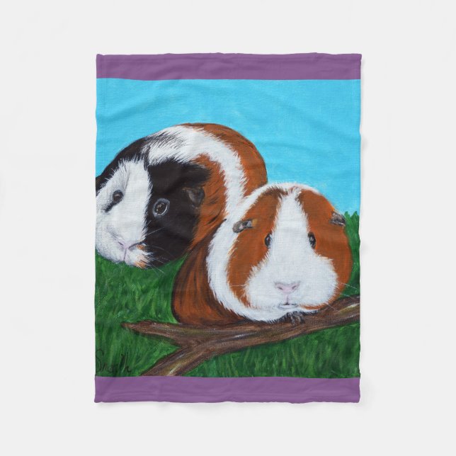 Guinea Pigs Painting Fleece Blanket (Front)