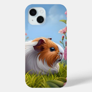 Guinea Pig's Pink Flower Paradise iPhone 15 Case