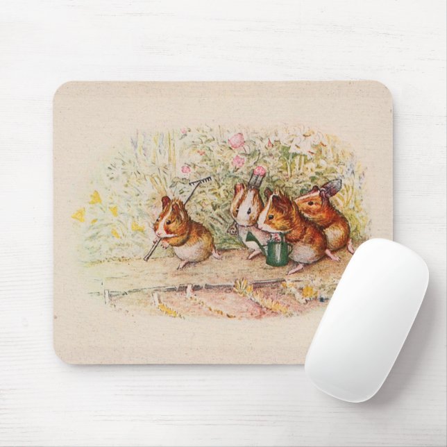 Guinea Pigs Planting in the Garden Mouse Pad (With Mouse)