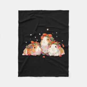 Guinea Pigs Tangled Up In Christmas Lights Guinea  Fleece Blanket