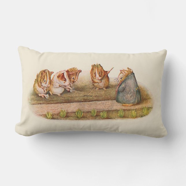 Guinea Pigs Tending Garden Lumbar Pillow (Front)