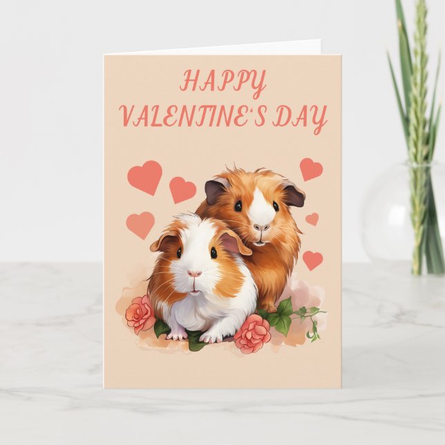 Guinea Pigs Valentine's Card Folded Greeting Card (Front)