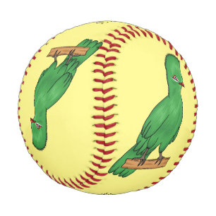 Guinea turaco bird cartoon illustration  baseball