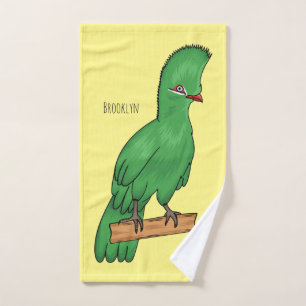Guinea turaco bird cartoon illustration bath towel set