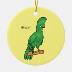 Guinea turaco bird cartoon illustration ceramic ornament