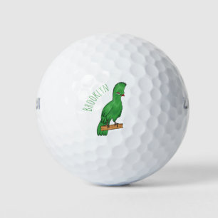 Guinea turaco bird cartoon illustration  golf balls